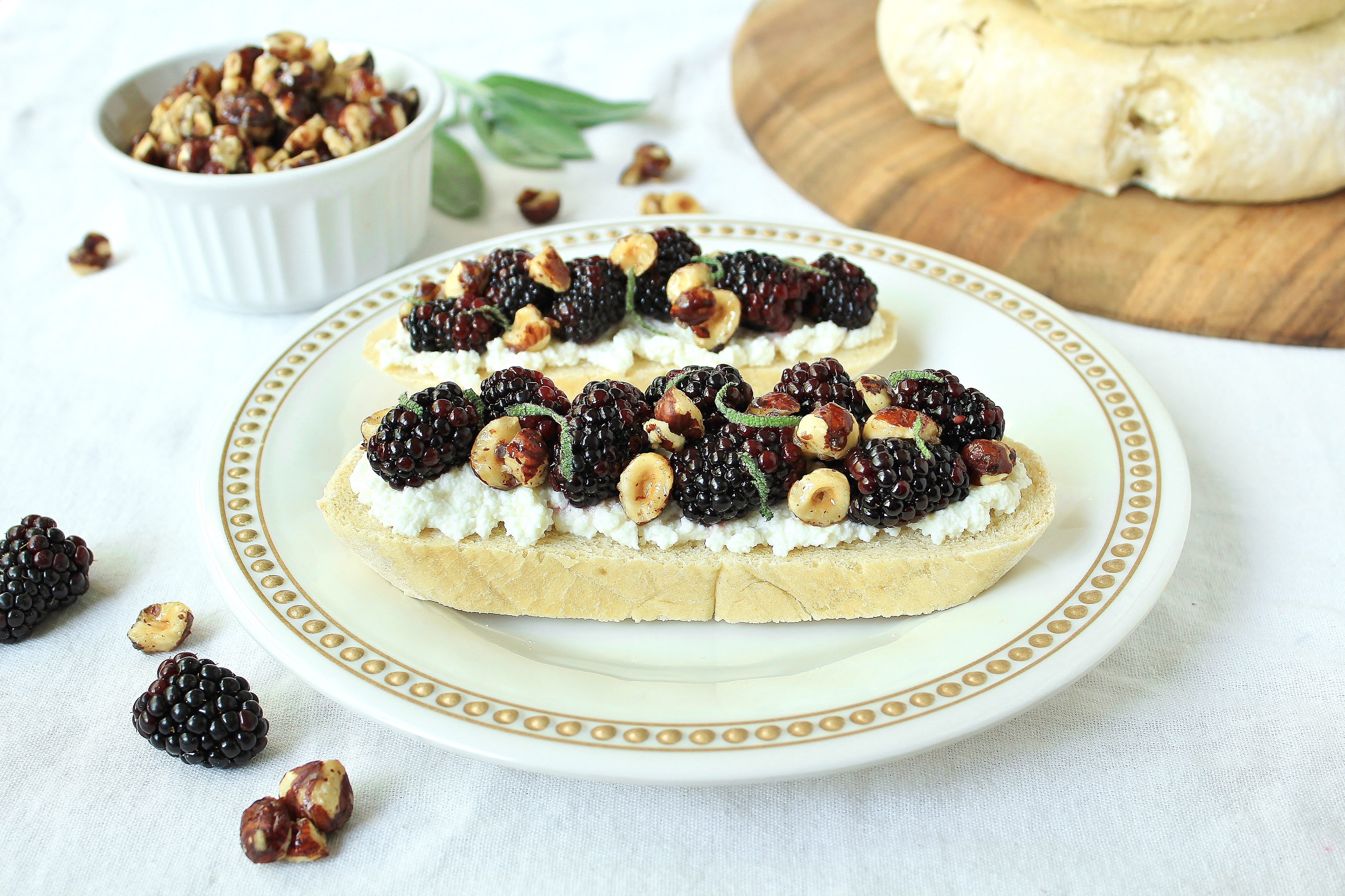 Cottage Loaf with Homemade Ricotta, Honey Roasted Hazelnuts, and